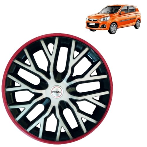 Prigan Alto K10 Black Silver Red Wheel Cover 13" for Alto K10 (Set of 4 Pcs) (Press Fitting) Model- Phantom Triple Color 13 - Image 1
