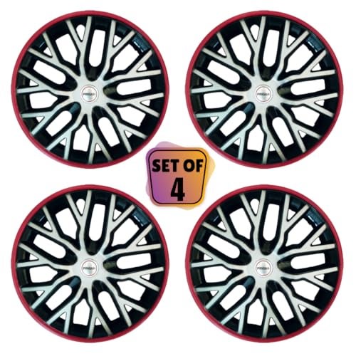 Prigan Alto K10 Black Silver Red Wheel Cover 13" for Alto K10 (Set of 4 Pcs) (Press Fitting) Model- Phantom Triple Color 13 - Image 2