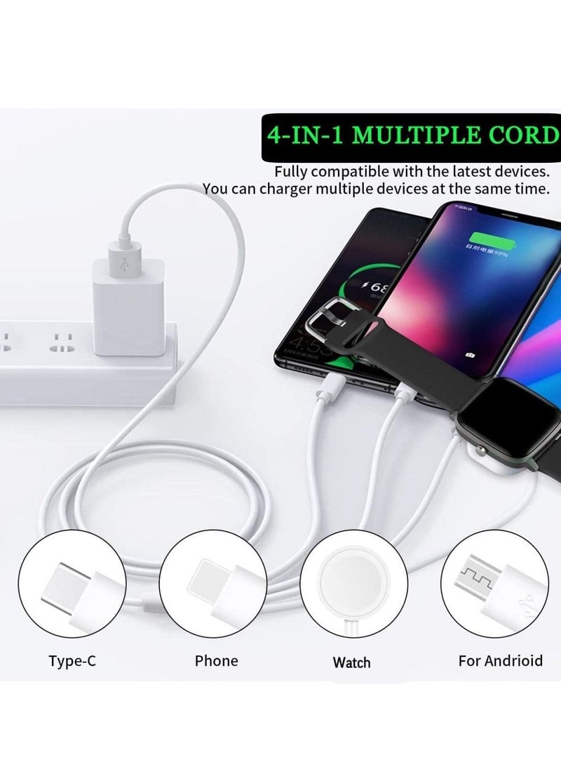Excefore 4 in 1 Watch & Phone Charger Cable, Multi USB Charging Cable - Type C Cable, Fast Magnetic, Charging Cord Compatible with Apple Watch, iPhone, Galaxy, Pixel, Android, Watch  - Image 2