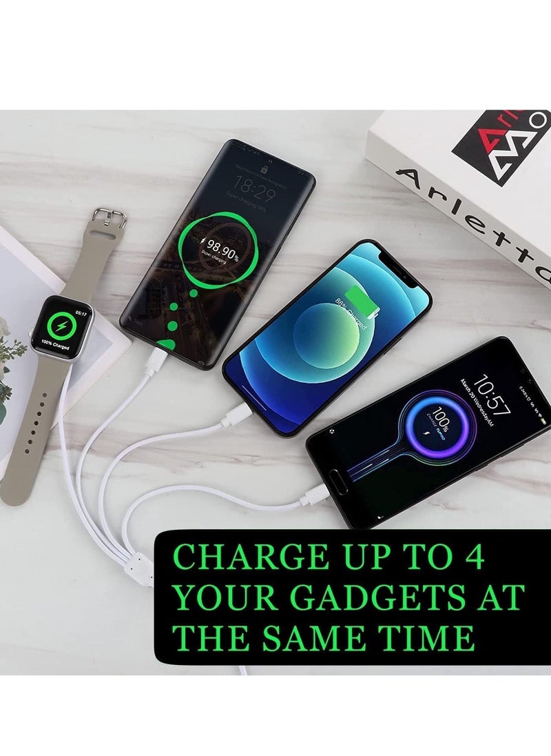 Excefore 4 in 1 Watch & Phone Charger Cable, Multi USB Charging Cable - Type C Cable, Fast Magnetic, Charging Cord Compatible with Apple Watch, iPhone, Galaxy, Pixel, Android, Watch  - Image 3