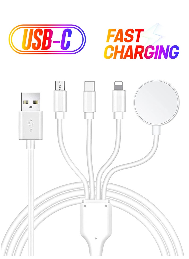 Excefore 4 in 1 Watch & Phone Charger Cable, Multi USB Charging Cable - Type C Cable, Fast Magnetic, Charging Cord Compatible with Apple Watch, iPhone, Galaxy, Pixel, Android, Watch  - Image 1