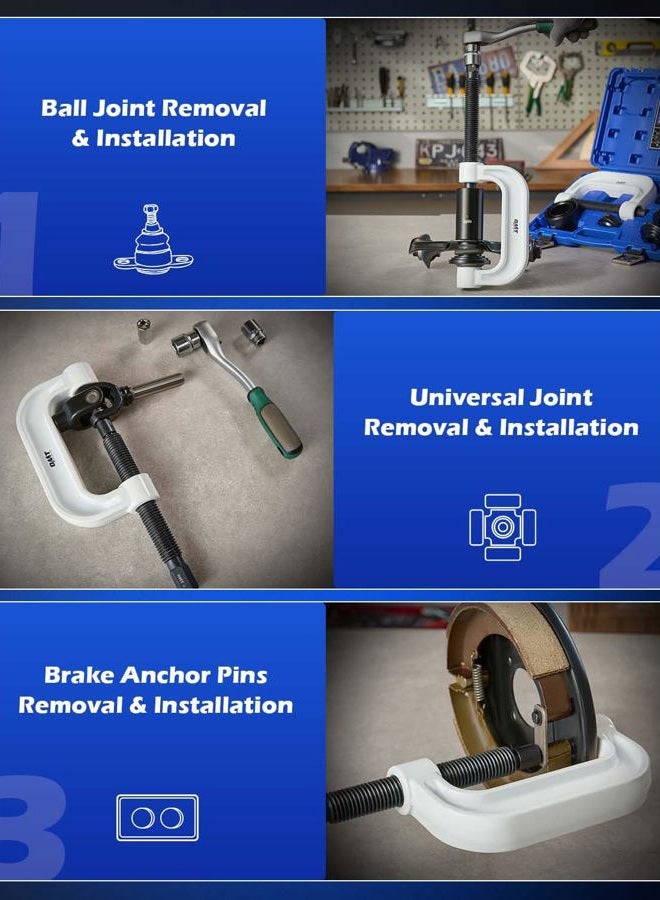 Orion Motor Tech طقم ضغط كرات المفاصل، أداة ضغط كرات المفاصل الثقيلة مع محولات 4x4، طقم إزالة كرات المفاصل لمعظم السيارات والشاحنات الخفيفة ذات الدفع الثنائي والدفع الرباعي - Image 4