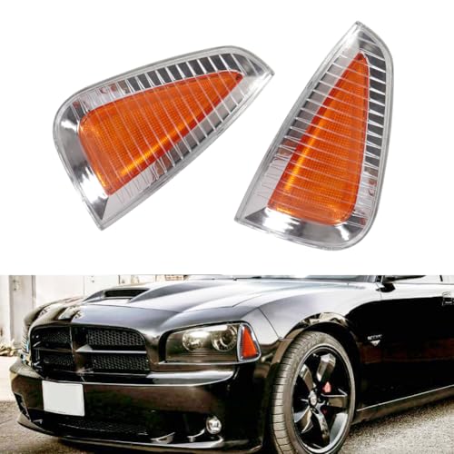 Tonsya For 2006 2007 2008 2009 2010 Dodge Charger Sxt Rt Se Srt8 Front Bumper Side Marker turn signal housing Amber+silver housing CH2550124 CH2551126 - Image 1