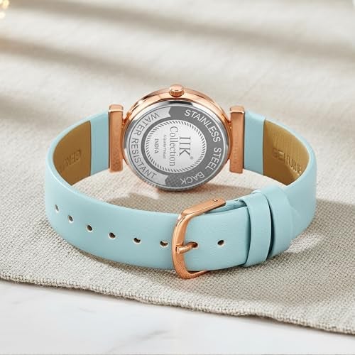 IIK COLLECTION Watches for Women Round Dial |Analogue Quartz Movemnet Ladies Watch|Long Battery Life|Leather Bracelet Strap|Buckle Lock Clasp Safety Watches for Girls - Image 5