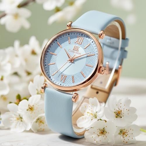 IIK COLLECTION Watches for Women Round Dial |Analogue Quartz Movemnet Ladies Watch|Long Battery Life|Leather Bracelet Strap|Buckle Lock Clasp Safety Watches for Girls - Image 1