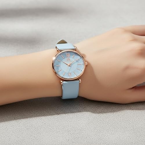 IIK COLLECTION Watches for Women Round Dial |Analogue Quartz Movemnet Ladies Watch|Long Battery Life|Leather Bracelet Strap|Buckle Lock Clasp Safety Watches for Girls - Image 3