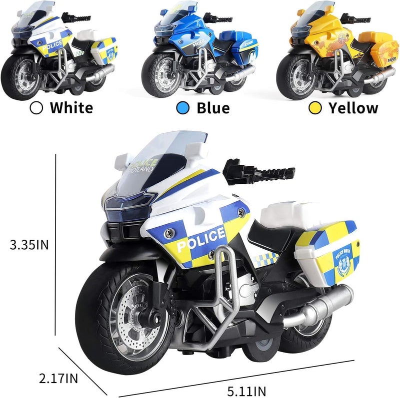 FEXXA Police Motorcycle Toy - Pull Back Motorcycle Toys, Tiny Gift with Music Lighting, Latte Motorcycles Toy for Kids Boys Age 3-8 Year Old [NEW] (Moto-Fighting-Yellow) - Image 3
