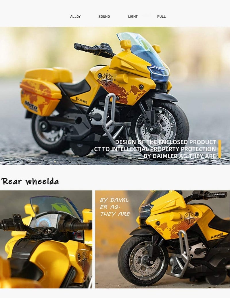 FEXXA Police Motorcycle Toy - Pull Back Motorcycle Toys, Tiny Gift with Music Lighting, Latte Motorcycles Toy for Kids Boys Age 3-8 Year Old [NEW] (Moto-Fighting-Yellow) - Image 4