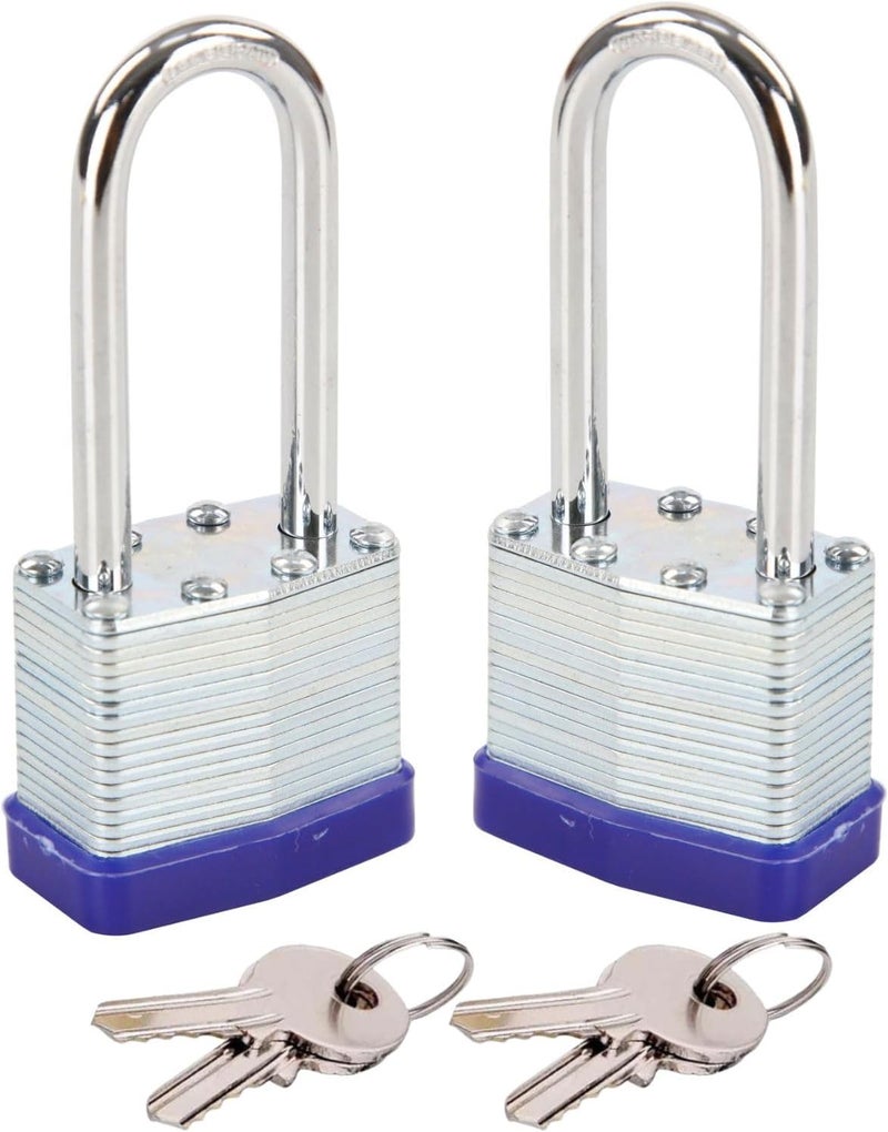 SEPOX ® 2PCS Heavy Duty Padlock Keyed Alike, 2-3/8" Extra Long Shackle, 40MM 1-9/16" Laminated Steel Lock Body, Ideal for Gym Locker, Sheds, Gate, Warehouse, Tool Box, Hasp (4 Keys Same) - Image 1