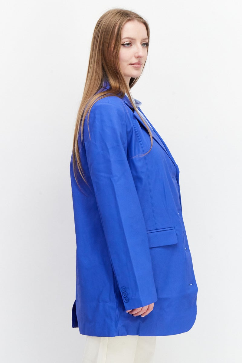 NA-KD Women Regular Fit Plain Blazer, Blue - Image 3