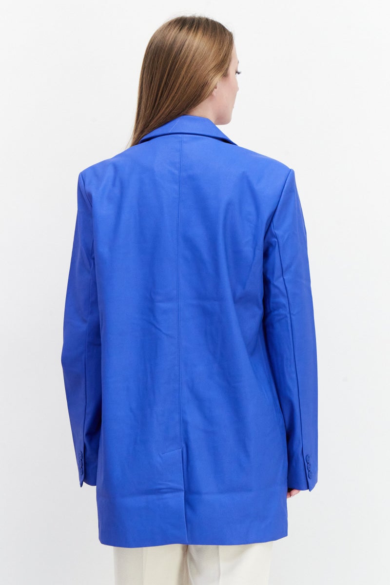 NA-KD Women Regular Fit Plain Blazer, Blue - Image 4