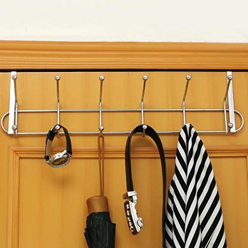 PRABODH Door Hanger for Cloth Hanging Stainless Steel No Drill Over The Door Hanger with 6 Hook for Home and Office Pack of 1 - Image 4