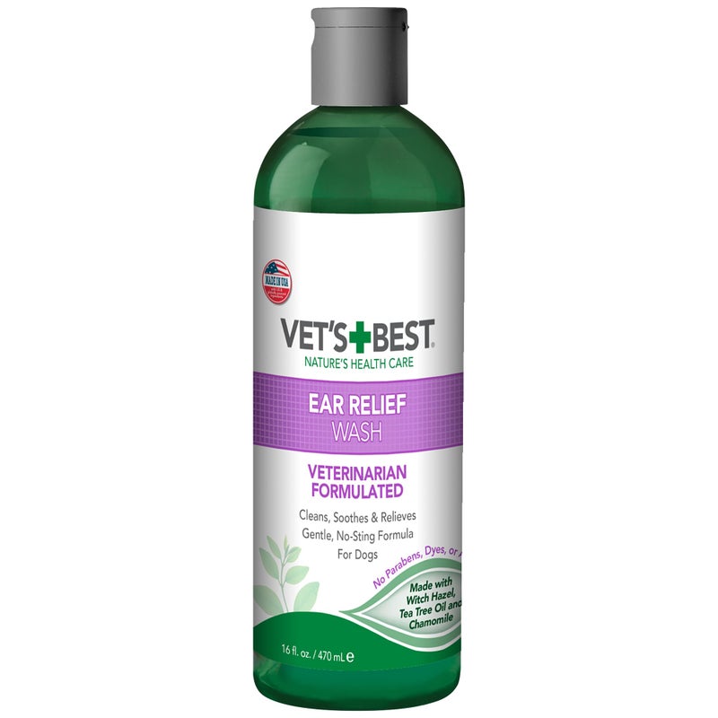 Vet's Best Dog Ear Relief Wash - Alcohol-Free No-Sting Formula - Controls Odors & Itching - Cleans Wax & Debris - 16 Ounces - Image 1