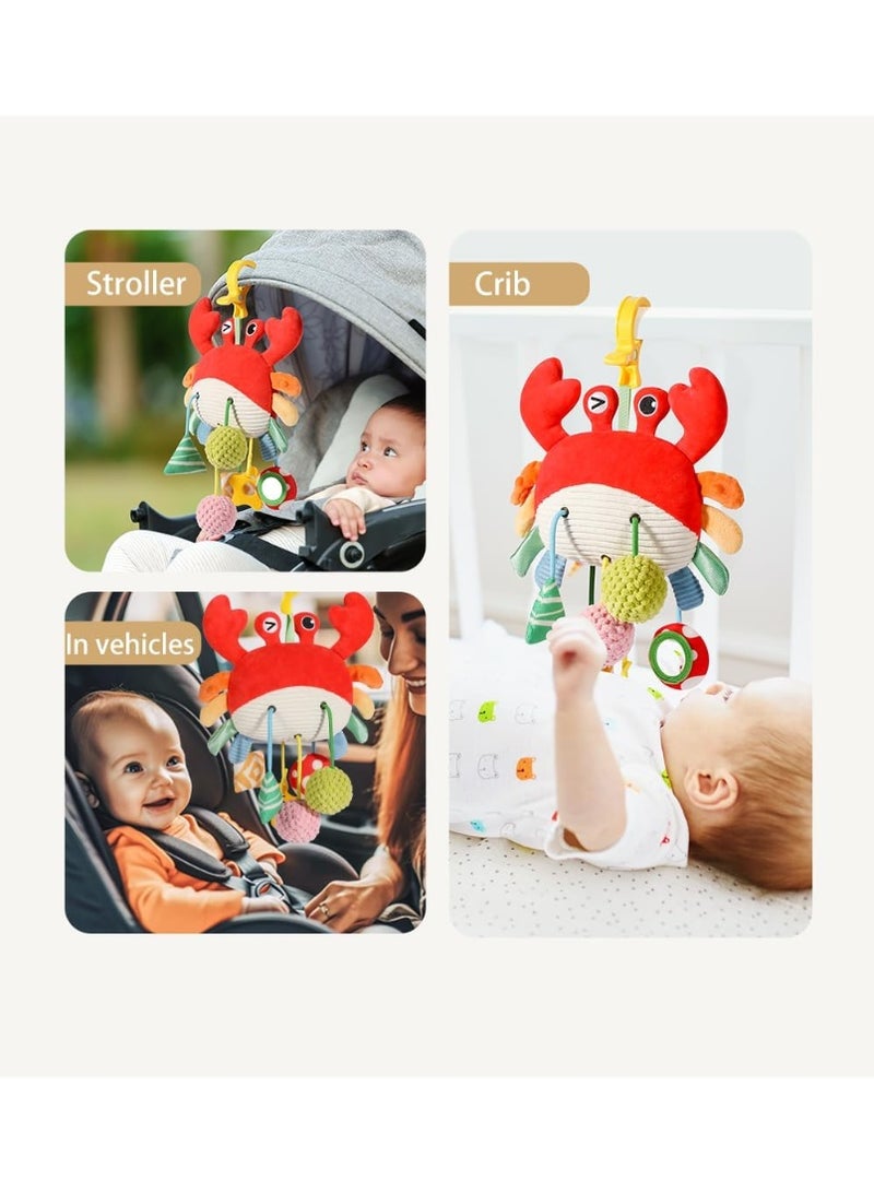 Car Seat Toys for Babies 0–12 Months – Hanging Baby Activity Toy for Car Seat, Stroller, Crib & Gym – Infant Plush Rattle with Mirror, Crinkle, Clip-On for Boys & Girls - Image 4