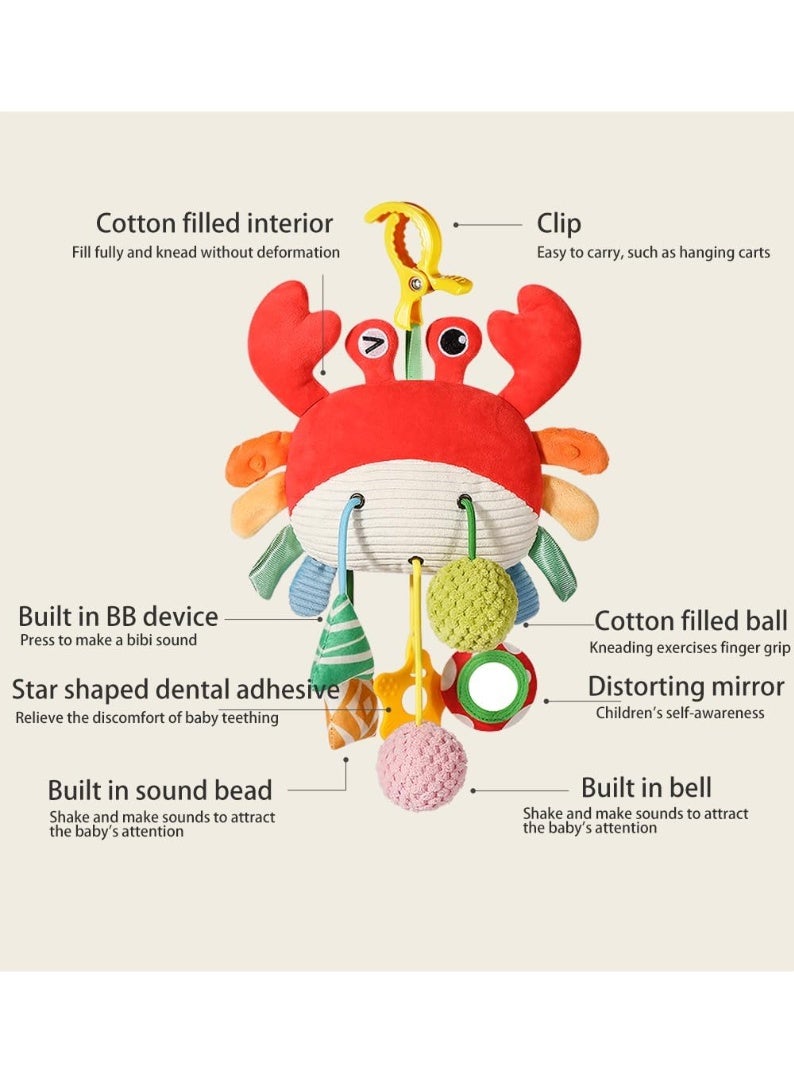 Car Seat Toys for Babies 0–12 Months – Hanging Baby Activity Toy for Car Seat, Stroller, Crib & Gym – Infant Plush Rattle with Mirror, Crinkle, Clip-On for Boys & Girls - Image 3