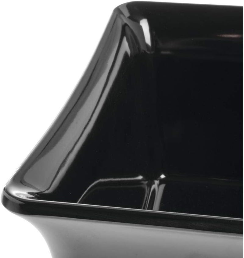 Hubert Curveware Pan Food Bar Pan 1/2 Size Black Melamine - 9 7/8" L x 12" W x 6" D - Image 4