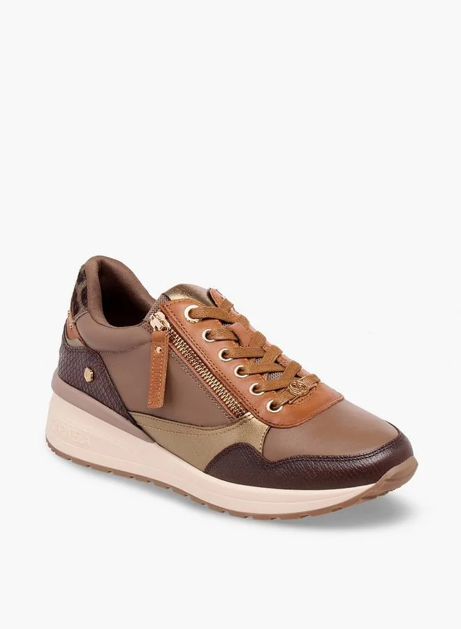 Carmela Women Panelled Leather Lace-Up Ankle Sneakers