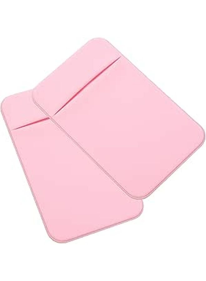 2Pcs Light Pink Stretch Elastic Fabric Adhesive Phone Card Holder Back Wallet Pocket - Image 1