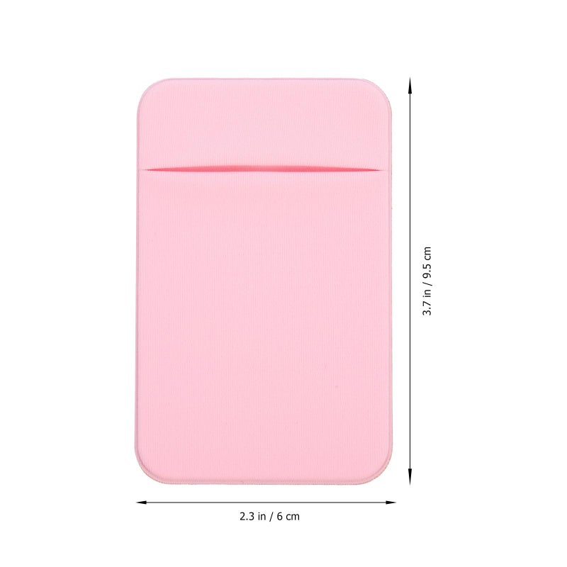 2Pcs Light Pink Stretch Elastic Fabric Adhesive Phone Card Holder Back Wallet Pocket - Image 3