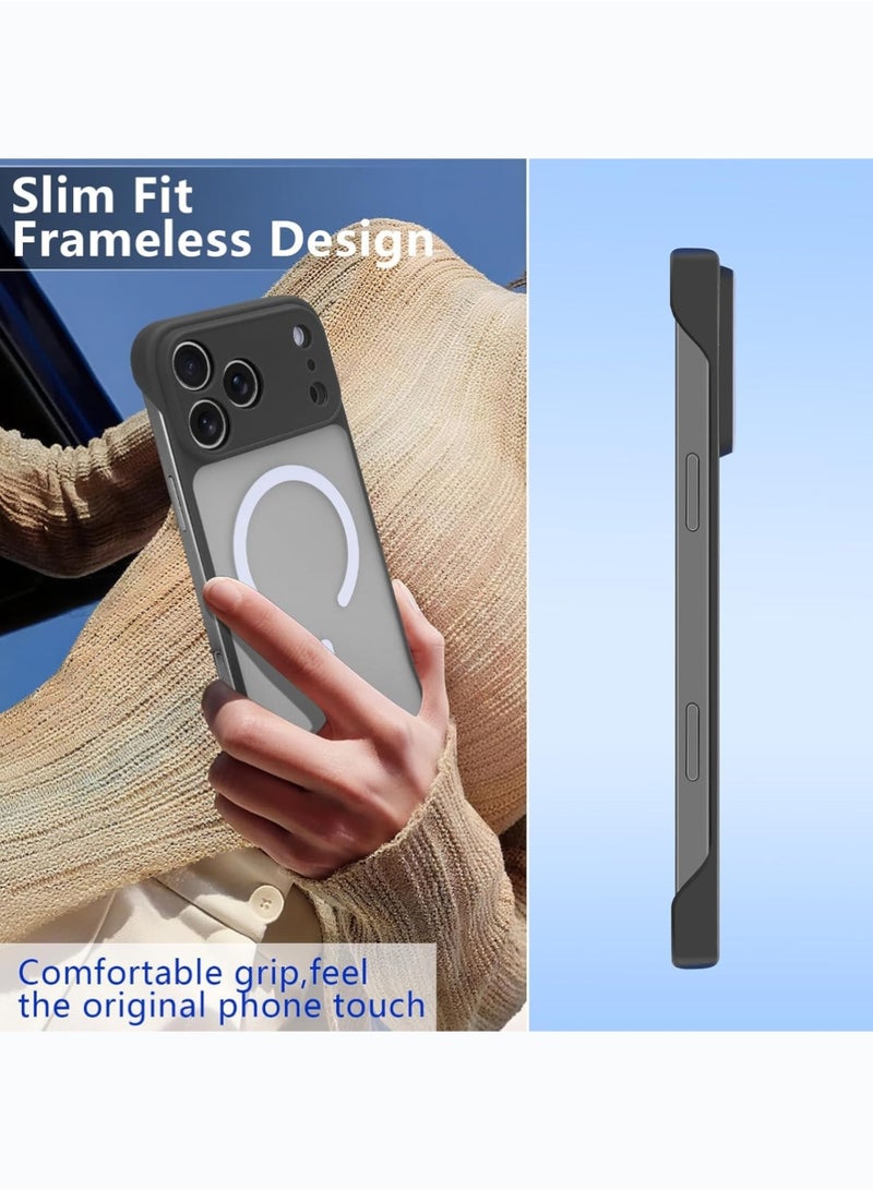 iPhone 17 Pro Max Magnetic Case Cover,Clear Matte Ultra-Thin Bumper Frameless Borderless Design,Full Camera Protection for Women Men - Image 2