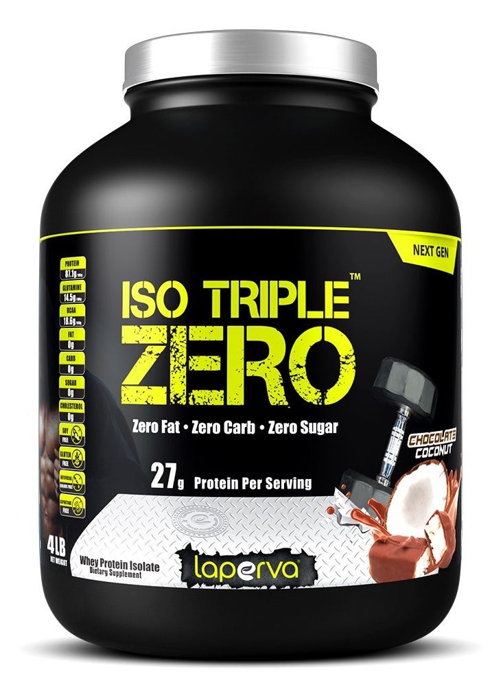 Laperva - Iso Triple Zero Isolate Whey Protein Next Generation, Zero Sugar, Zero Carb and Zero Fat,  Flavor, Chocolate coconut, 4 Lb - Image 1