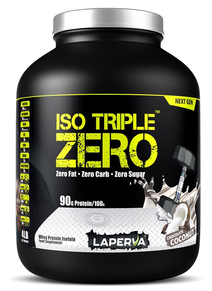 Laperva Iso Triple Zero Isolate Whey Protein Next Generation, Zero Sugar, Zero Carb and Zero Fat,  Flavor, Chocolate coconut, 4 Lb 
