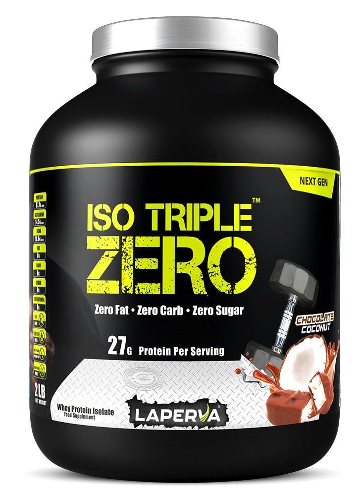 Laperva Iso Triple Zero Isolate Whey Protein Next Generation, Zero Sugar, Zero Carb and Zero Fat,  Flavor, Chocolate coconut, 4 Lb 