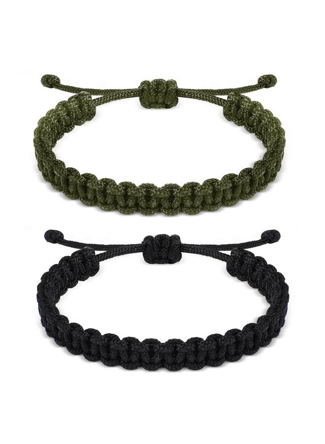 Inbagi Paracord Bracelet For Men Paracord Survivor Bracelets, Handmade Braided Bracelets, Adjustable, 2 Colors  - Image 1