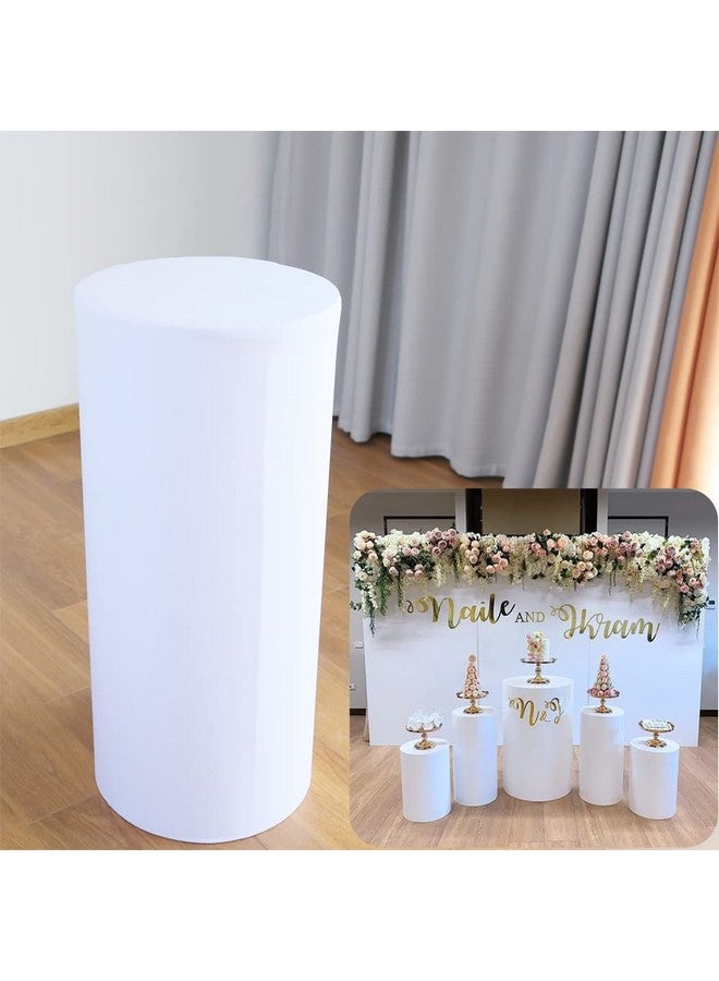 FiVan White Cylinder Cover for Baby Birthday Party Newborn Baby Shower Baptism Communion Christening Elastic Plinth Cover Decoration Pedestal Cover - Image 1