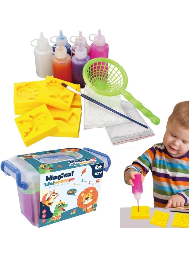 حديقة الألعاب مجموعة ألعاب خرز المناظر المائية السحرية - مجموعة صنع حيوانات البحر الهلامية بنفسك مع صندوق تخزين، وألعاب صندوق حسية للأطفال من سن 3 سنوات فما فوق، وأنشطة تعليمية وهدية للحفلات - Image 4