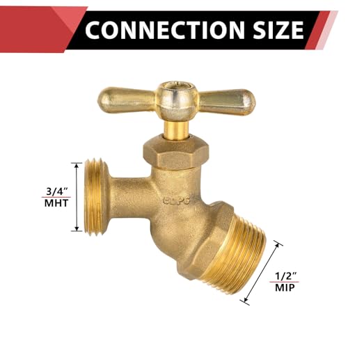 EFIELD 2Pack 12 MIP Inlet 34 MHT Brass NoKink Hose Bibb Garden Hose Faucet for All Purpose No Lead BrassBIBCOCK0122PCS - Image 3