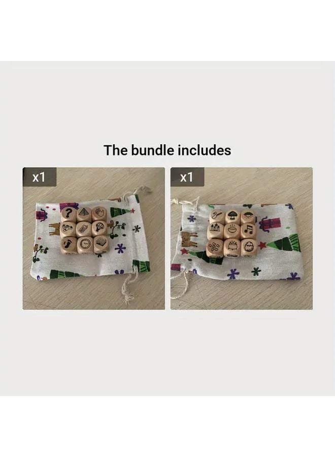 9 قطع من النرد الخشبي لرواية القصص مع حزمة جيب لعيد الميلاد وهالوين - Image 1