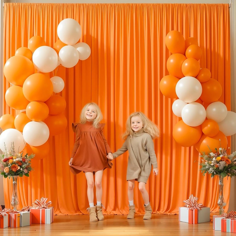 PARTISKY 40x10FT Orange Backdrop Curtains for Wedding Parties, Wrinkle Free Polyester Photography Backdrop Drapes for Wedding Baby Shower Birthday Parties Stage Background Stand Decorations 4x10ft,10 Panels - Image 4
