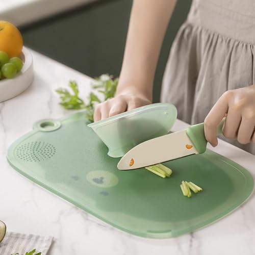 Agabani Cute Bear Cartoon Chopping Board – BPA-Free, Food-Grade PP Material, Non-Slip & Lightweight Cutting Board for Kids & Adults – Scratch-Resistant & Easy to Clean Kitchen Accessory (34 CM_Green) - Image 2