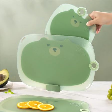 Agabani Cute Bear Cartoon Chopping Board – BPA-Free, Food-Grade PP Material, Non-Slip & Lightweight Cutting Board for Kids & Adults – Scratch-Resistant & Easy to Clean Kitchen Accessory (34 CM_Green) - Image 5