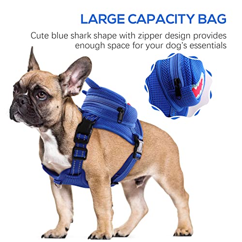 IDOMIK Dog Backpack Harness NoPull Dog Backpack with DRing for Small Medium Dogs Cute Self Carrier Backpack for Dogs to Wear Adjustable Dog Harness Backpack for Traveling Camping HikingSharkXS - Image 3