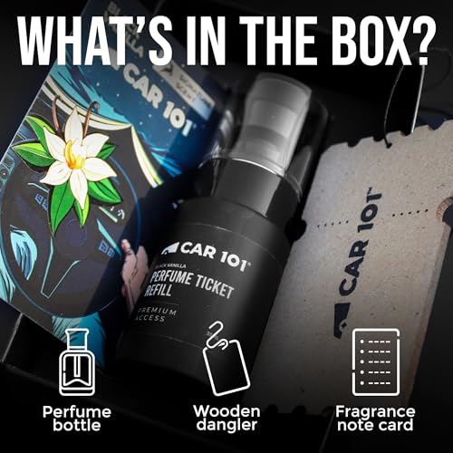CAR101 Black Vanilla Premium Car Perfume 35ml with Wooden Dangler | 300 + Sprays |Fine Fragrance Car Air Freshener|Car Accessory Interior|Luxury Air Freshener for Accessories & Dashboard - Image 3