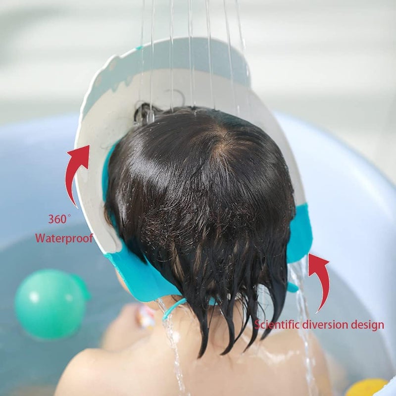Thcbme Baby Shower Cap Shield Shower Cap for Kids Visor Hat for Eye and Ear Protection for 09 Years Old ChildrenCute DinosaurCrocodileHippo shape Makes the Baby Bath More Fun Dinosaur Blue - Image 4