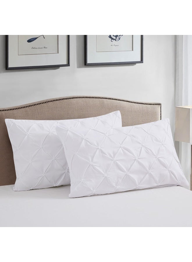 Vaulia Lightweight Microfiber Decorative Pillow Shams Pinch Pleat Design Standard Size 20x26 White Color 2Pack - Image 2