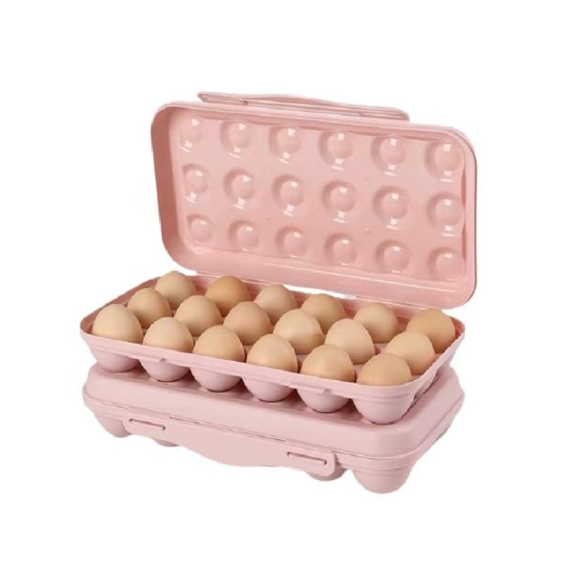 HENIJ 1 PCS Of 18 Grid Egg Storage Box Plastic Egg Holder Egg Boxes with lid Suitable for Refrigerator Outdoor PINK - Image 2