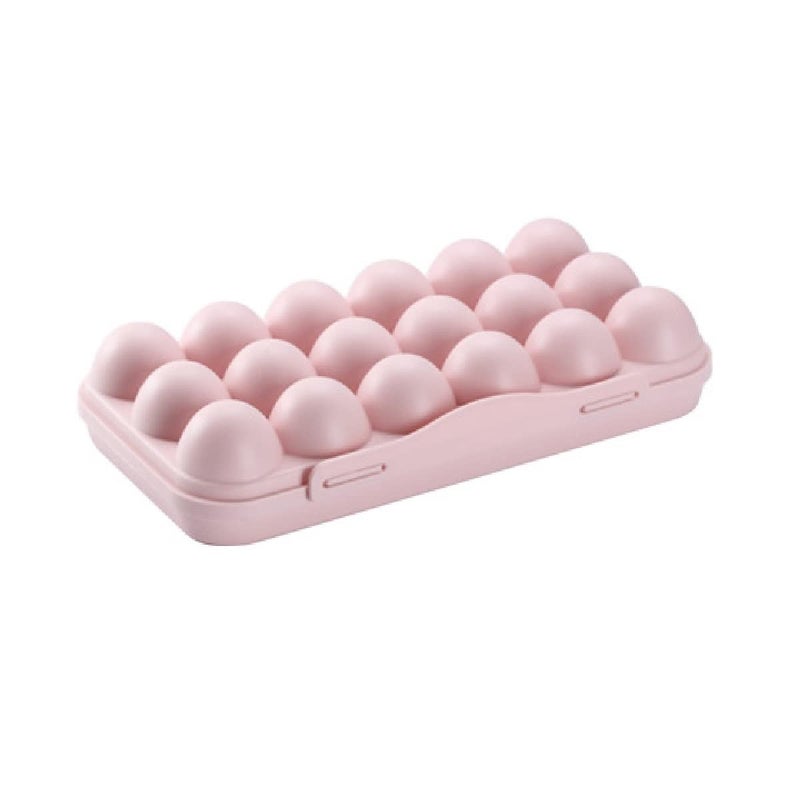 HENIJ 1 PCS Of 18 Grid Egg Storage Box Plastic Egg Holder Egg Boxes with lid Suitable for Refrigerator Outdoor PINK - Image 1