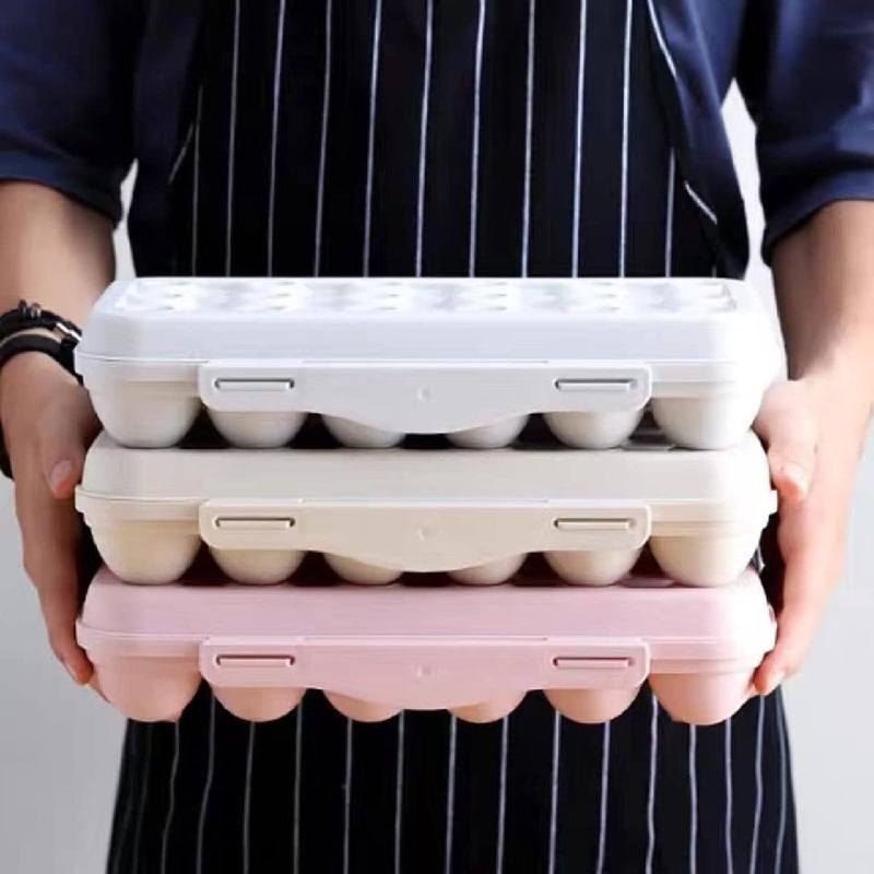 HENIJ 1 PCS Of 18 Grid Egg Storage Box Plastic Egg Holder Egg Boxes with lid Suitable for Refrigerator Outdoor PINK - Image 5