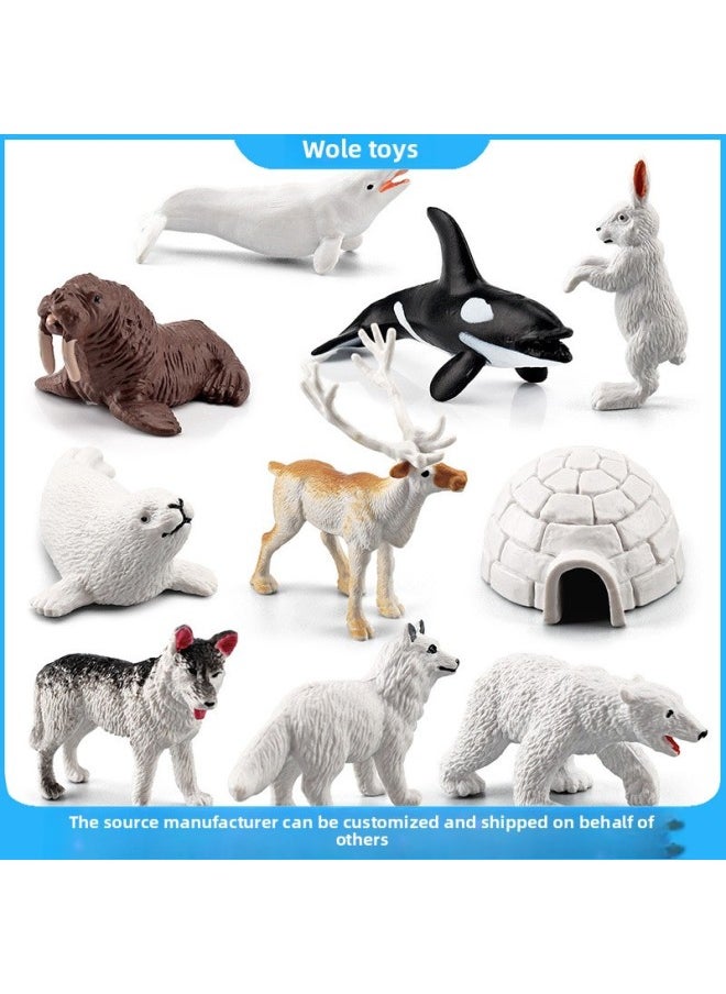 Generic - Hot Sale Simulation Small Size Solid Arctic Animal Polar Bear Arctic Fox Seal Walrus Whale Decoration Toy-Color:4 White Fox Model Suit 53g - Image 1