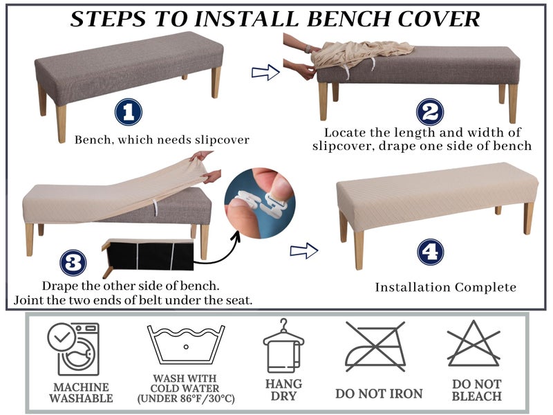 SPRINGRICO Stretch Dining Bench Cover, Removable Bench Slipcover Washable Bench Seat Protector Rectangle Bench Cover for Dining Room, Living Room, Bedroom, Kitchen (Floral4) - Image 5