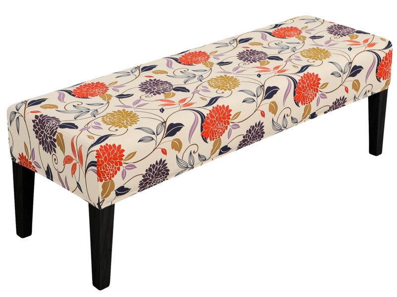 SPRINGRICO Stretch Dining Bench Cover, Removable Bench Slipcover Washable Bench Seat Protector Rectangle Bench Cover for Dining Room, Living Room, Bedroom, Kitchen (Floral4) - Image 1