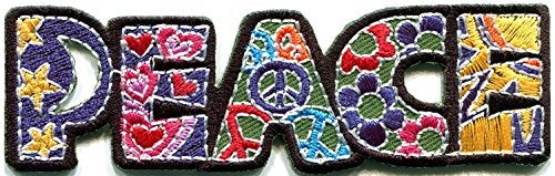 HHO CARTOON PATCH HHO Peace Sign Hippie Boho Retro Flower Power Summer of Love Hippy Applique Patches, Cute Applique Sew Iron on Kids Craft Patch for Bags Jackets Jeans Clothes - Image 3