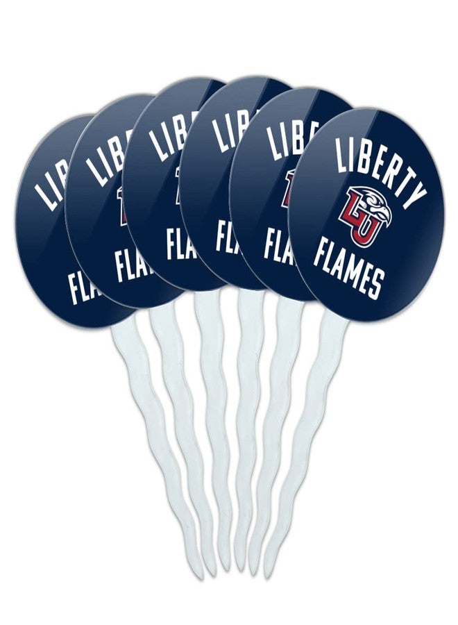 GRAPHICS & MORE Liberty University Flames Logo Cupcake Picks Toppers Decoration Set of 6 - Image 1