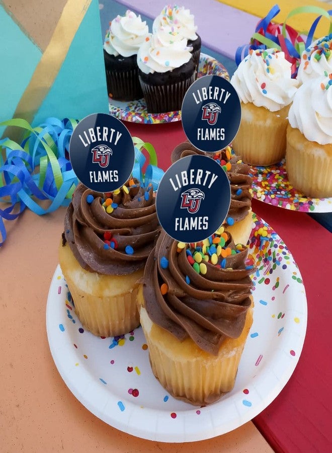 GRAPHICS & MORE Liberty University Flames Logo Cupcake Picks Toppers Decoration Set of 6 - Image 4
