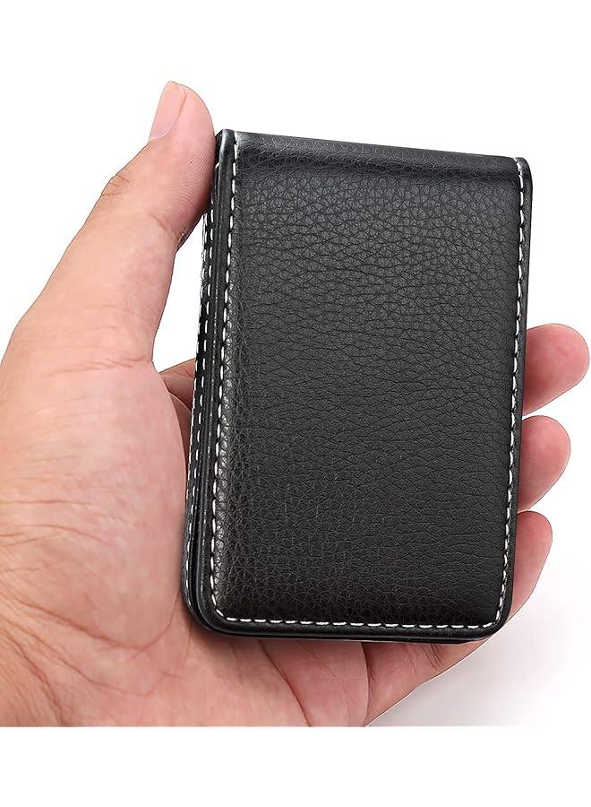 erorex Leather Business Card Holder For Men Or Women Large Pocket Business Card Case Credit Card Wallet Leather Name Card Holder With Magnetic Shut Hold 25 Business Cards Black  - Image 5