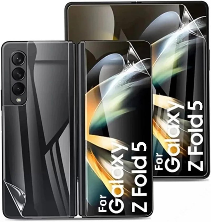 لاكيون (مجموعتان 3 في 1) واقي شاشة متوافق مع Samsung Galaxy Z Fold 5 [فيلم هيدروجيل] (فيلم الشاشة الداخلية + فيلم الشاشة الأمامية + فيلم الشاشة الخلفية) فيلم هيدروجيل (Fold 5) - Image 1